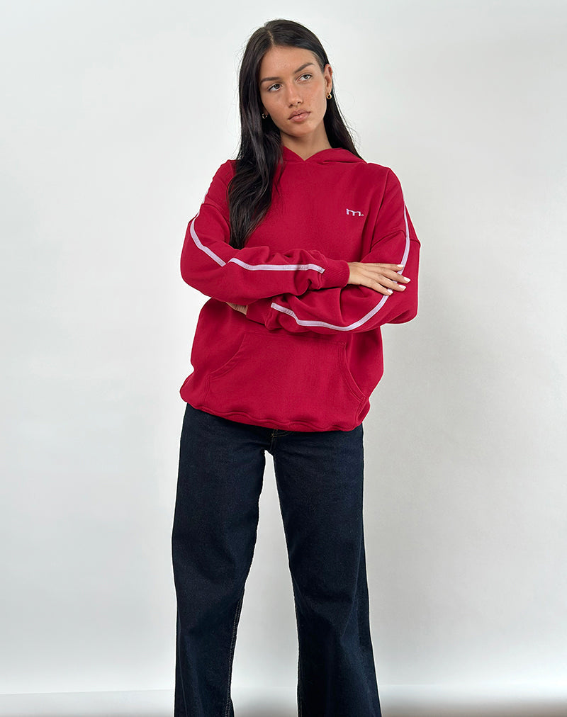 Afbeelding van Kamari Hoodie in Adrenaline Rood met Violet M Borduring