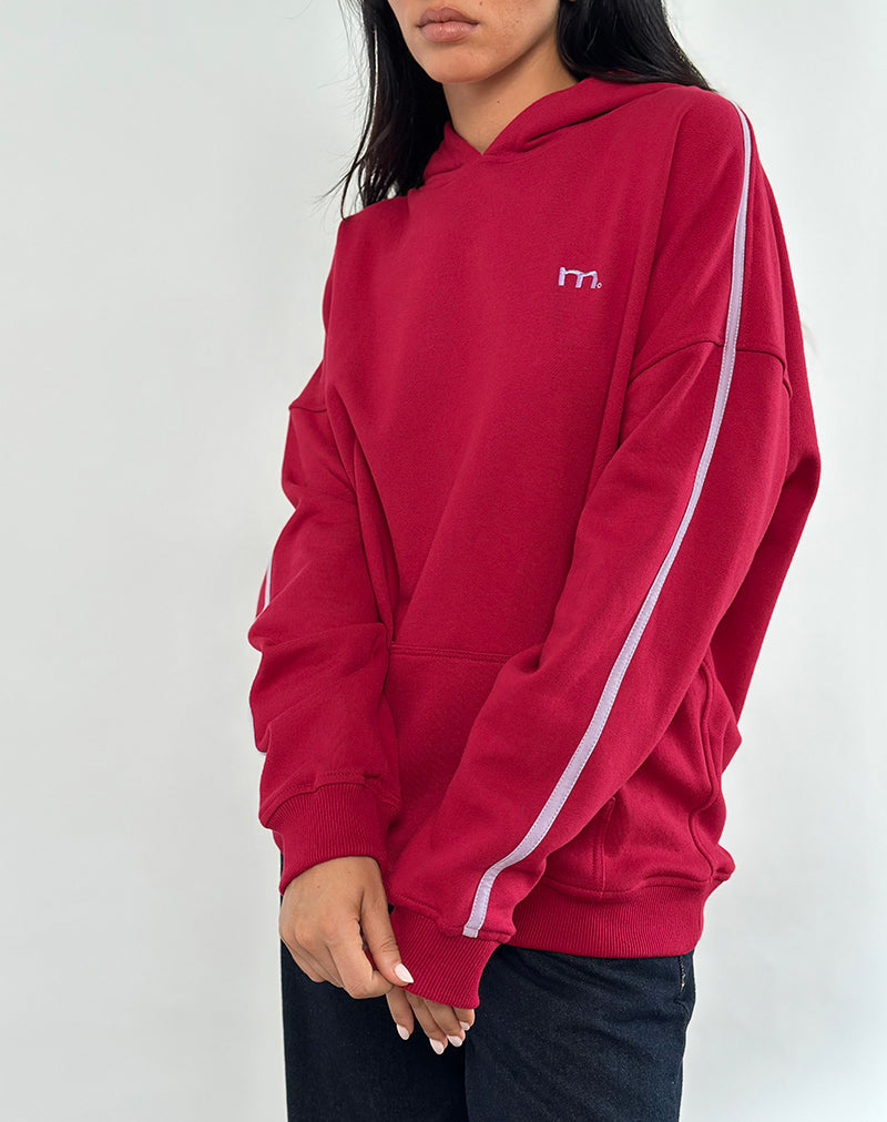 Afbeelding van Kamari Hoodie in Adrenaline Rood met Violet M Borduring