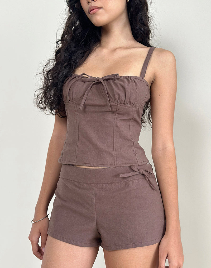 Kamden Cami Top in Linnen Diep Taupe