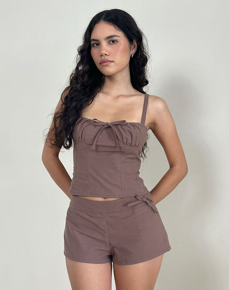 Blazy Stropdas Short in Linnen Taupe