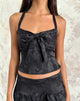 Afbeelding van Kampi Halter Top in Satijn Jacquard Zwart