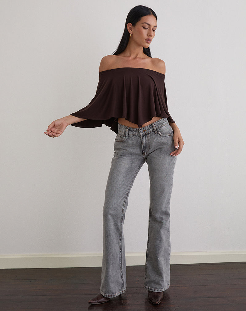 Afbeelding van Kanela Slouch Poncho in Jersey Bittere Chocolade