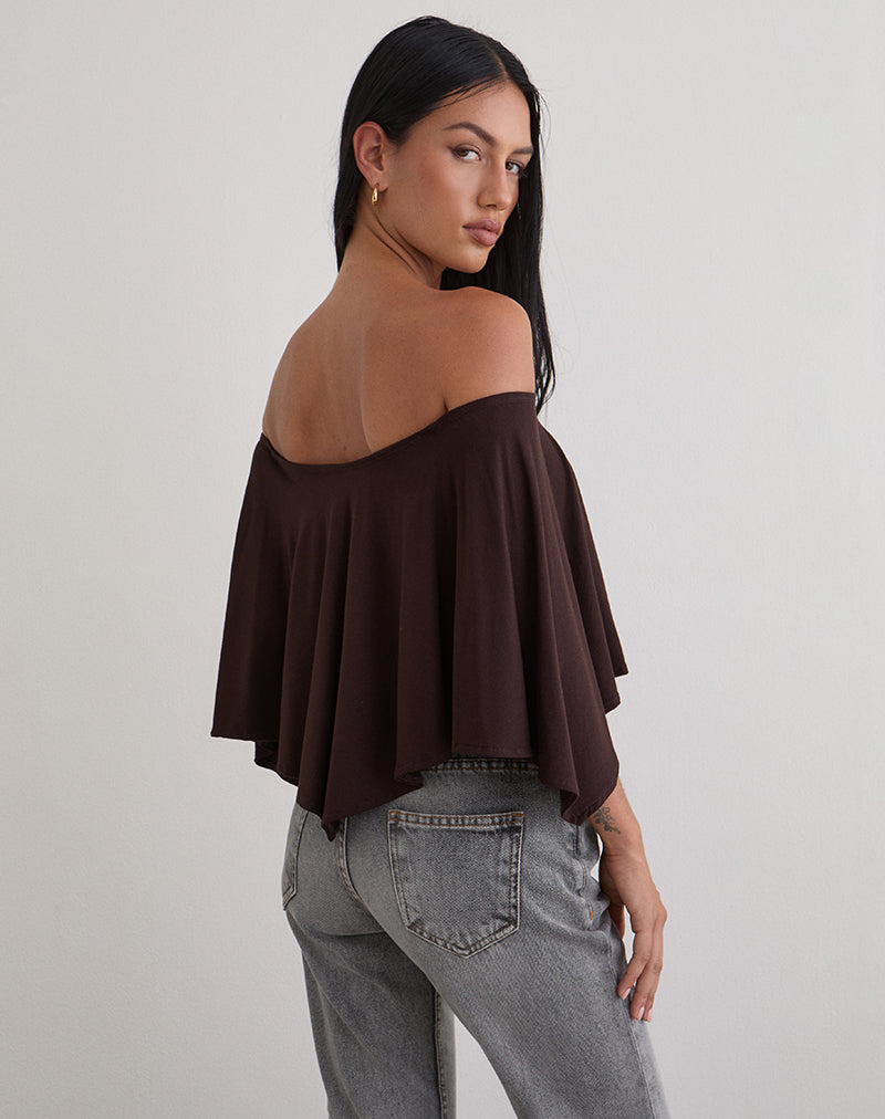 Afbeelding van Kanela Slouch Poncho in Jersey Bittere Chocolade