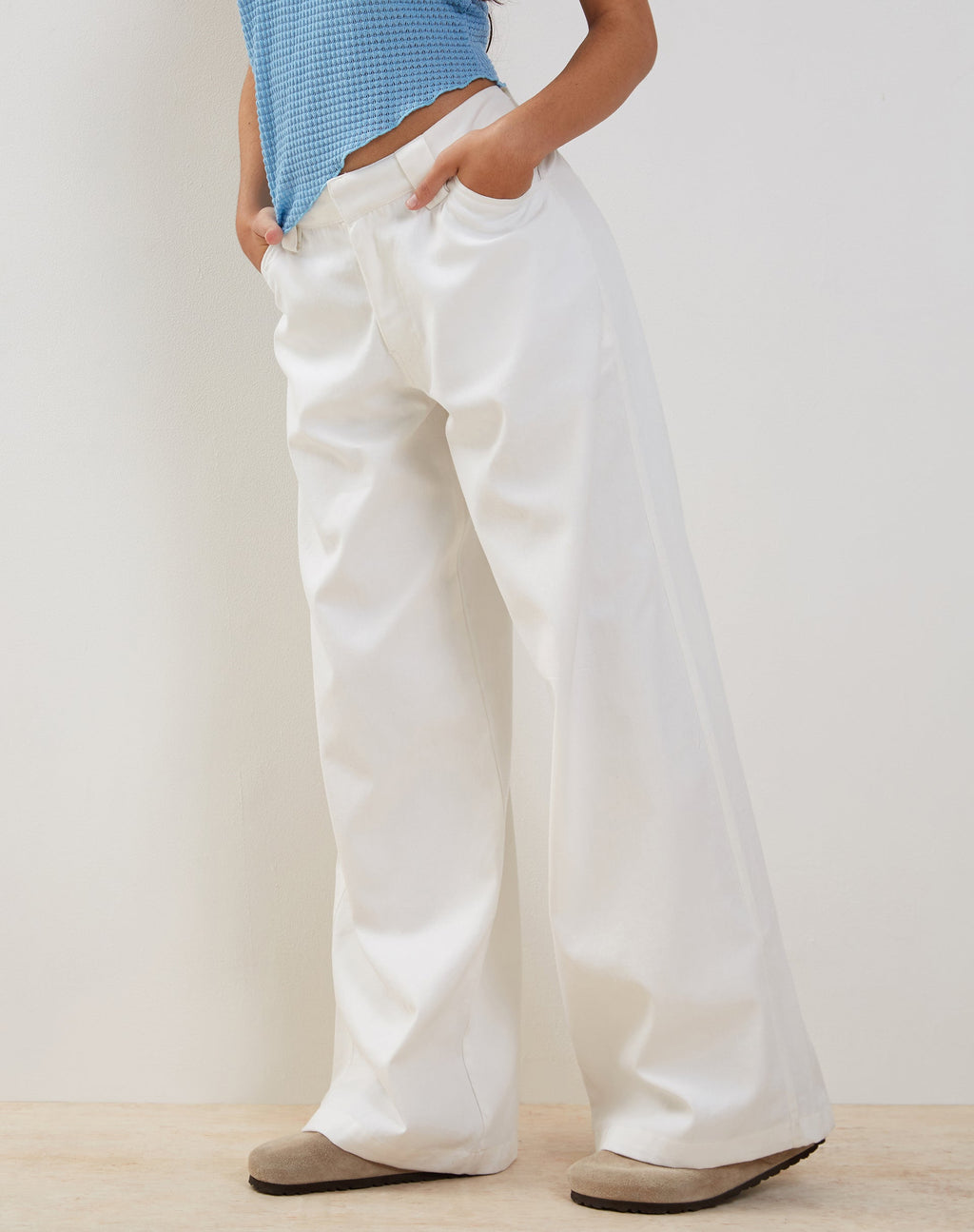 Kaomy broek met wijde pijpen in wit