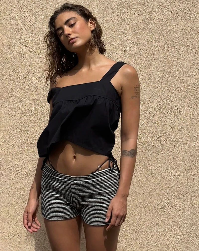 Afbeelding van Karana Peplum Top in Popeline Zwart