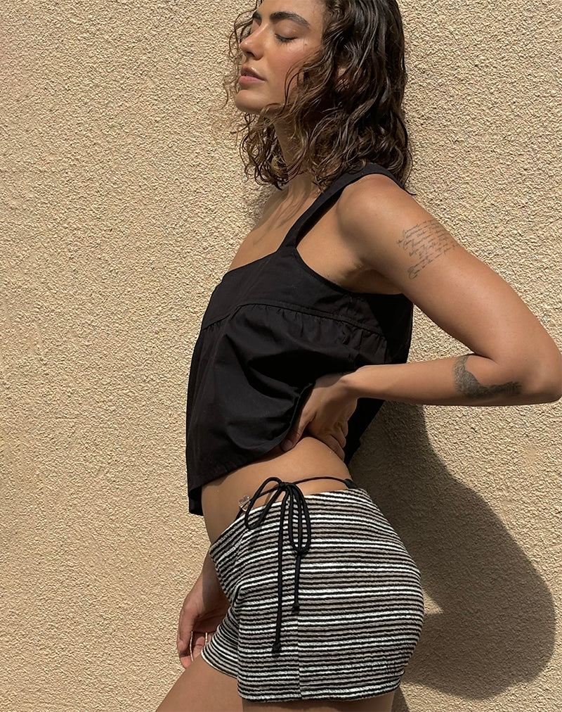 Karana Peplum Top in Popeline Zwart