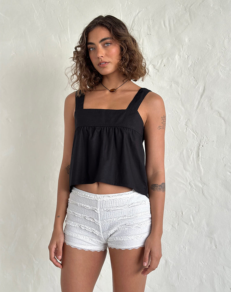 Karana Peplum Top in Popeline Zwart