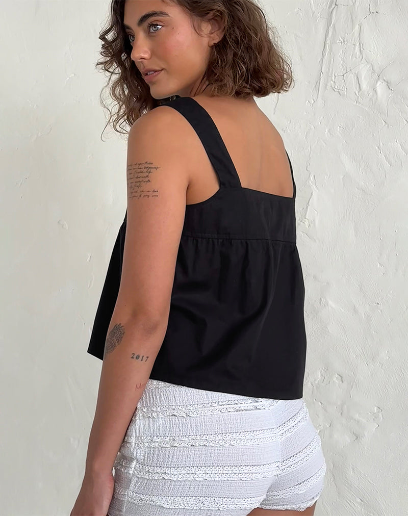 Afbeelding van Karana Peplum Top in Popeline Zwart