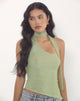 Afbeelding van Karasi Tie Neck Top in Shimmer Lurex Groen