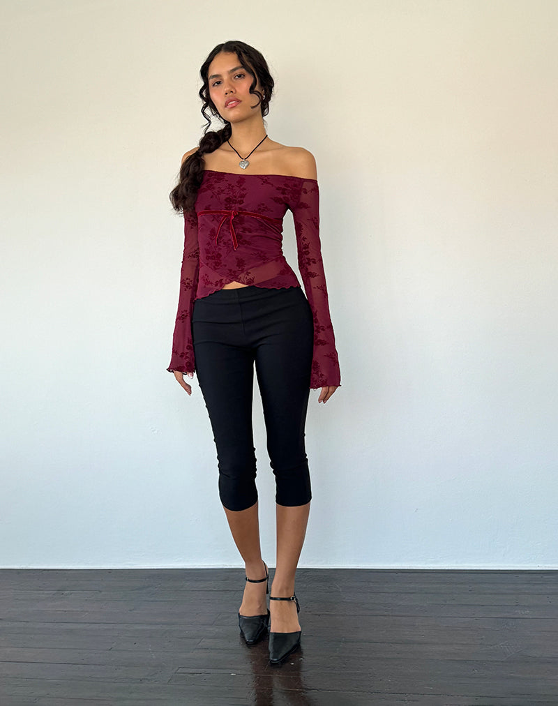 Afbeelding van Kareena Top in Botanical Flower Maroon