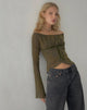 Afbeelding van Kareena Bardot Top met lange mouwen in Abstract Botanic Dark Olive