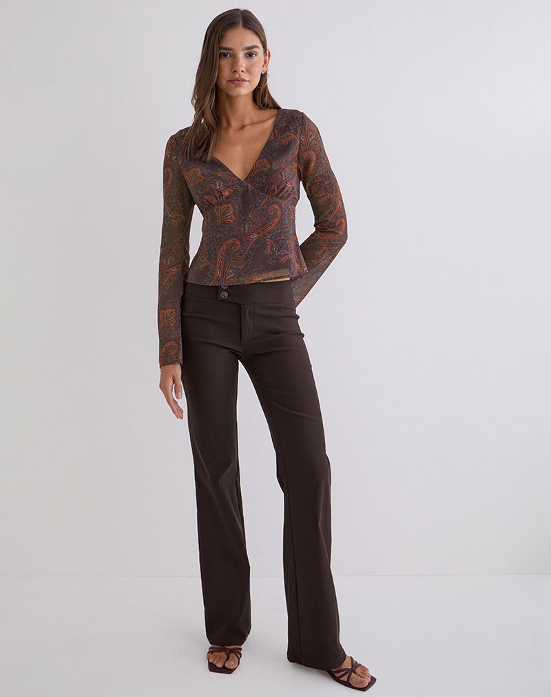 Afbeelding van Karilo-top met lange mouwen in chiffon Royal Paisley Burgundy