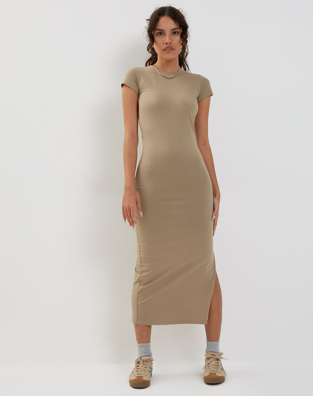 Kasor Open Rug Midi Dress in Londen Mist