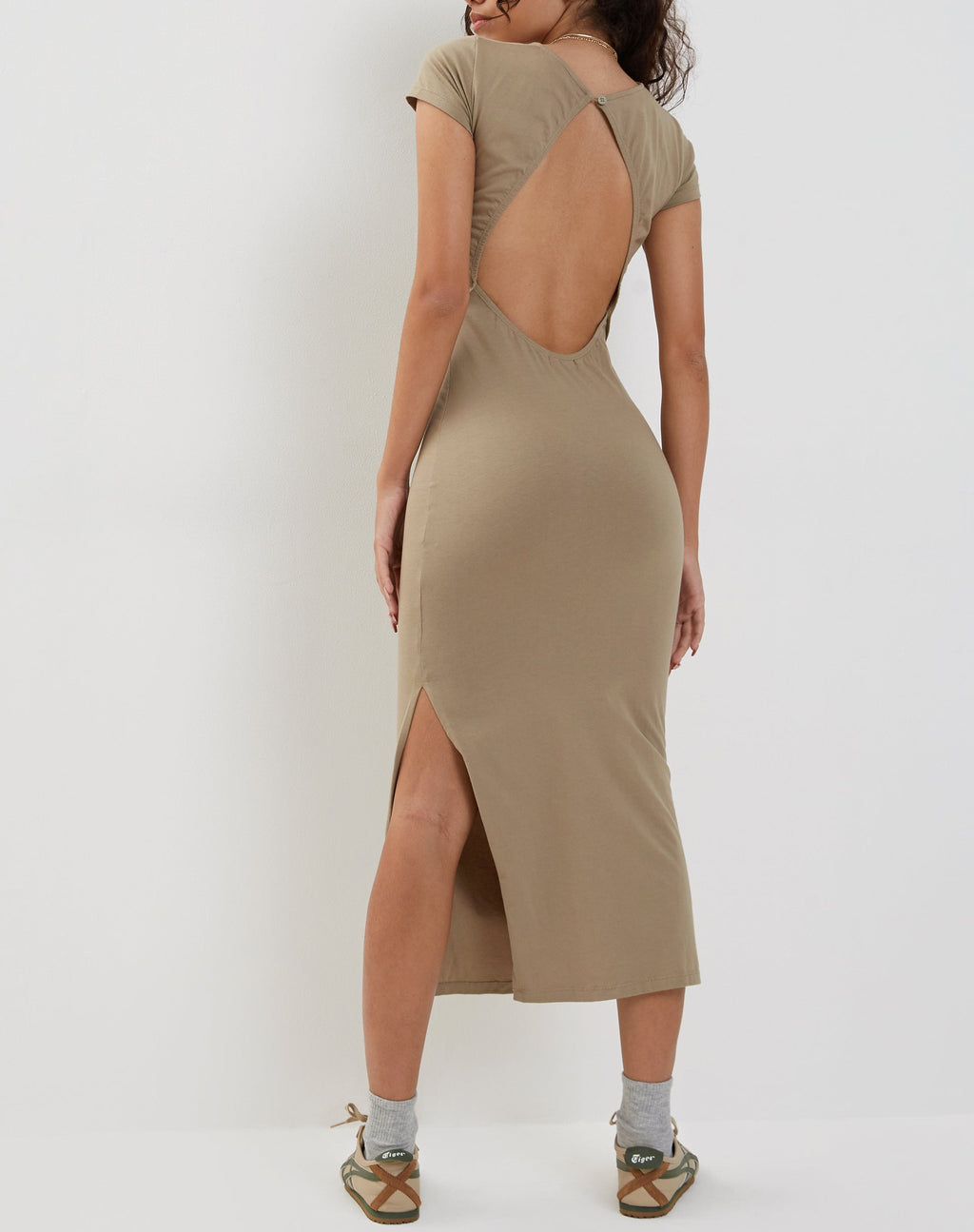 Kasor Open Rug Midi Dress in Londen Mist