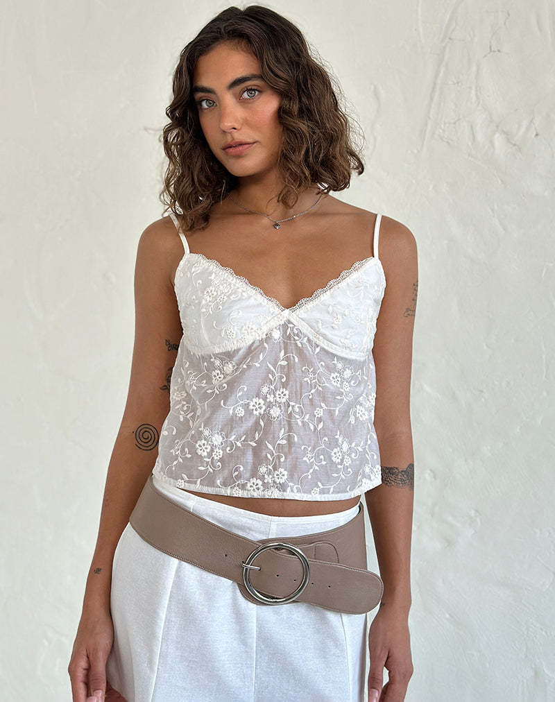 Afbeelding van Kasturi Top in Broderie Wit