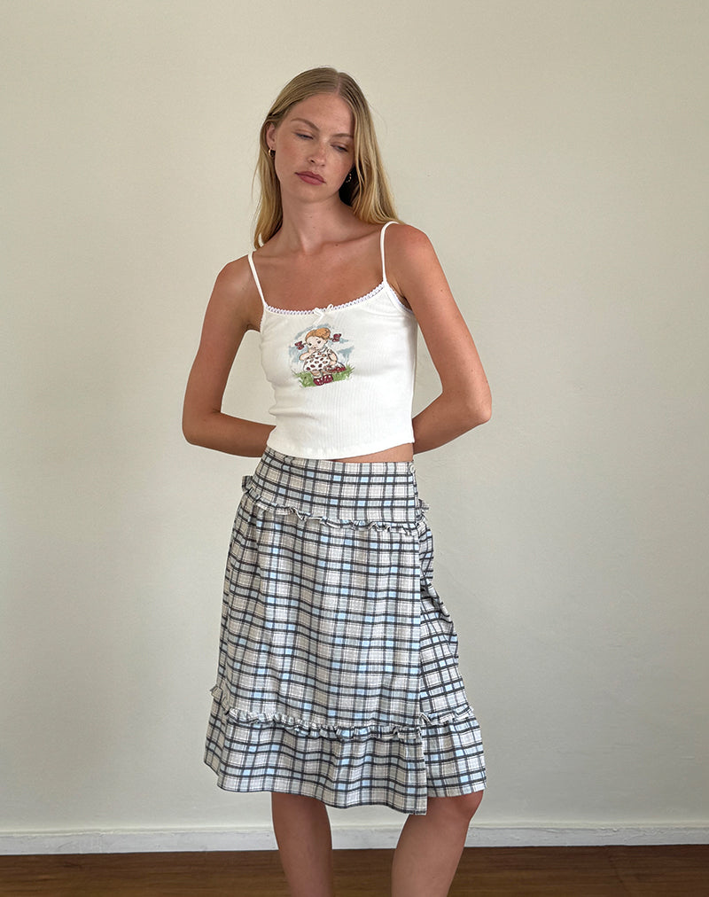 Afbeelding van Kasya Midi rok in pastelblauw ruitmotief