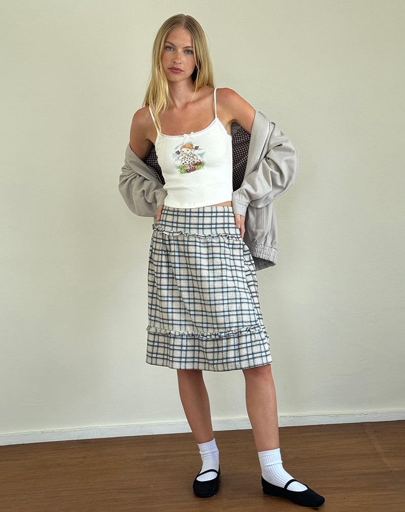 Afbeelding van Kasya Midi rok in pastelblauw ruitmotief