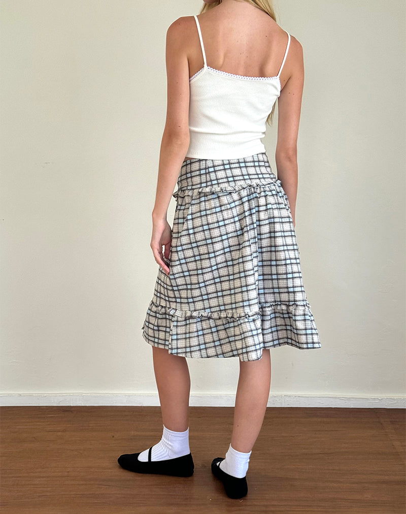 Afbeelding van Kasya Midi rok in pastelblauw ruitmotief