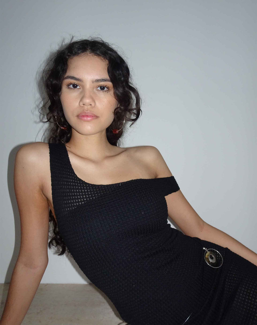 Katja Maxi Dress in zwart geweven haakwerk