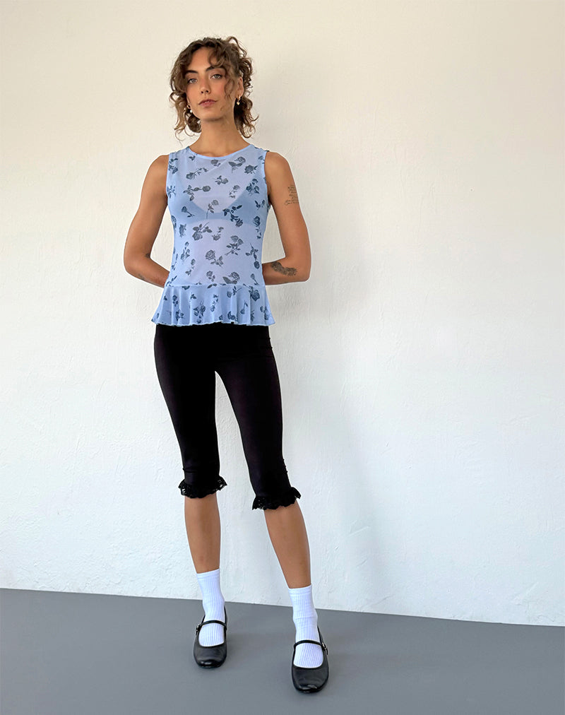 Afbeelding van Katnis Top in Inky Blue Floral Mesh