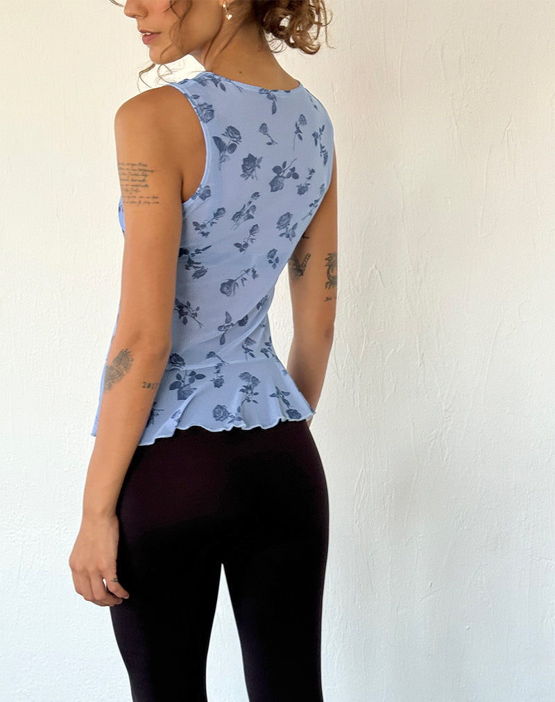 Afbeelding van Katnis Top in Inky Blue Floral Mesh