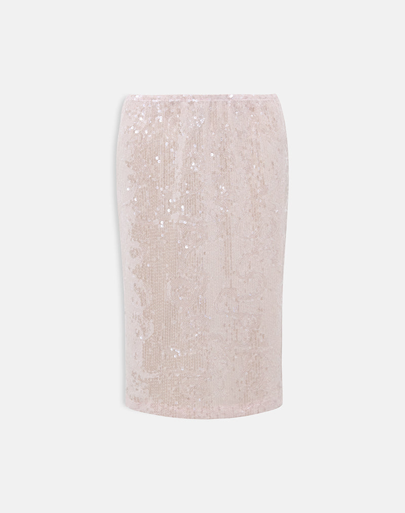 Afbeelding van Kavivi Midi rok in lovertjes babyroze