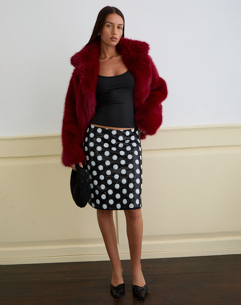 Afbeelding van Kavivi Midi rok in polka pailletten monochroom