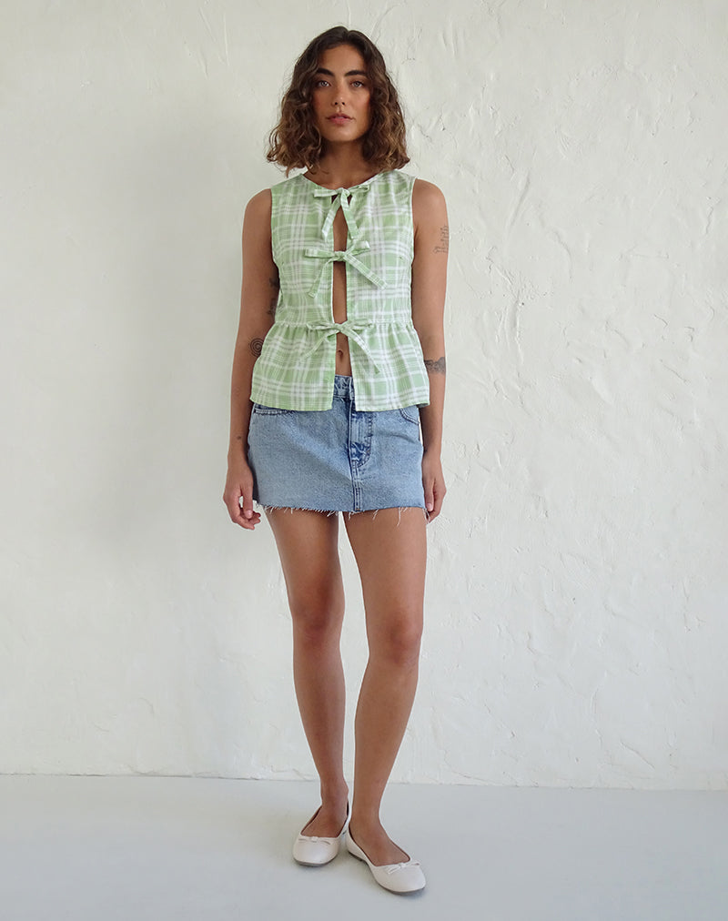 Afbeelding van Kayvata Tie Front Top in tafelkleed Neo Mint