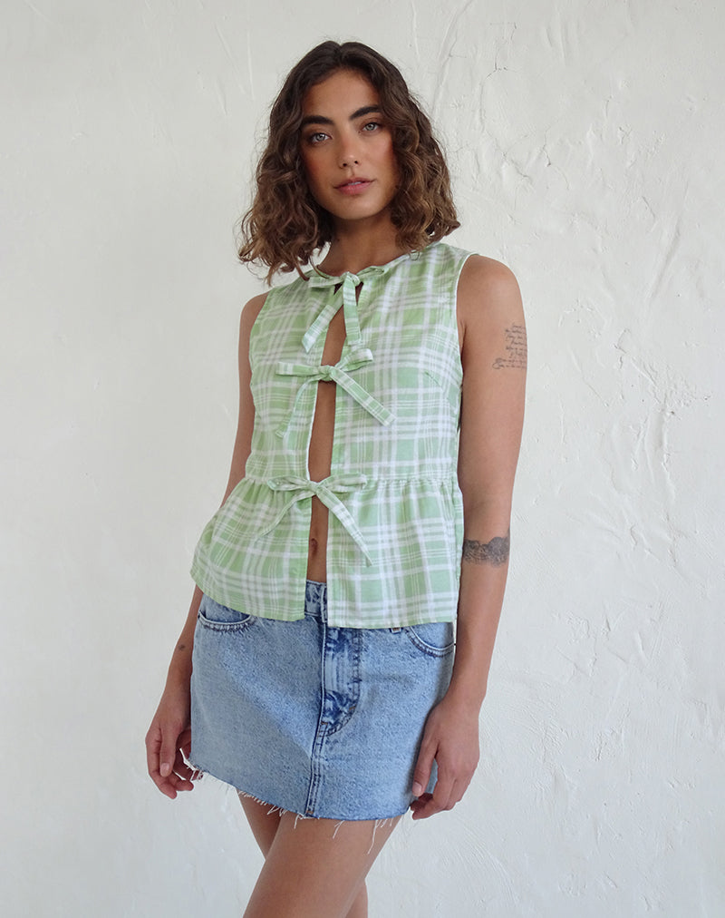 Afbeelding van Kayvata Tie Front Top in tafelkleed Neo Mint