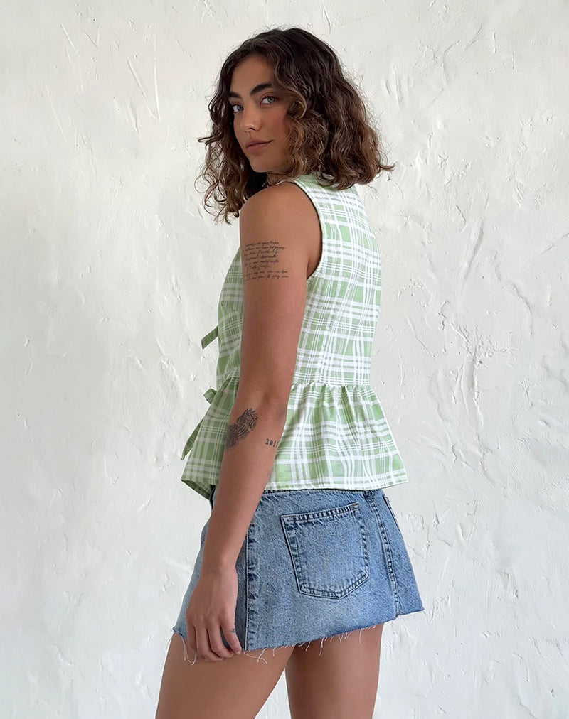 Afbeelding van Kayvata Tie Front Top in tafelkleed Neo Mint