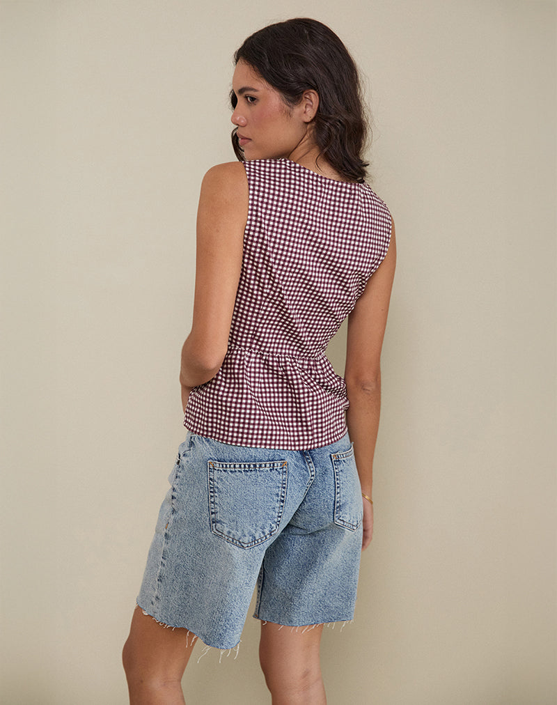 Afbeelding van Kayvata Top in Mini Gingham Wijn