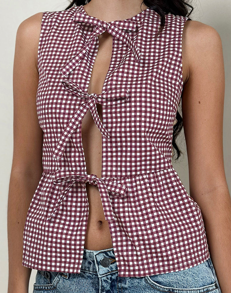 Kayvata Top in Mini Gingham Wijn