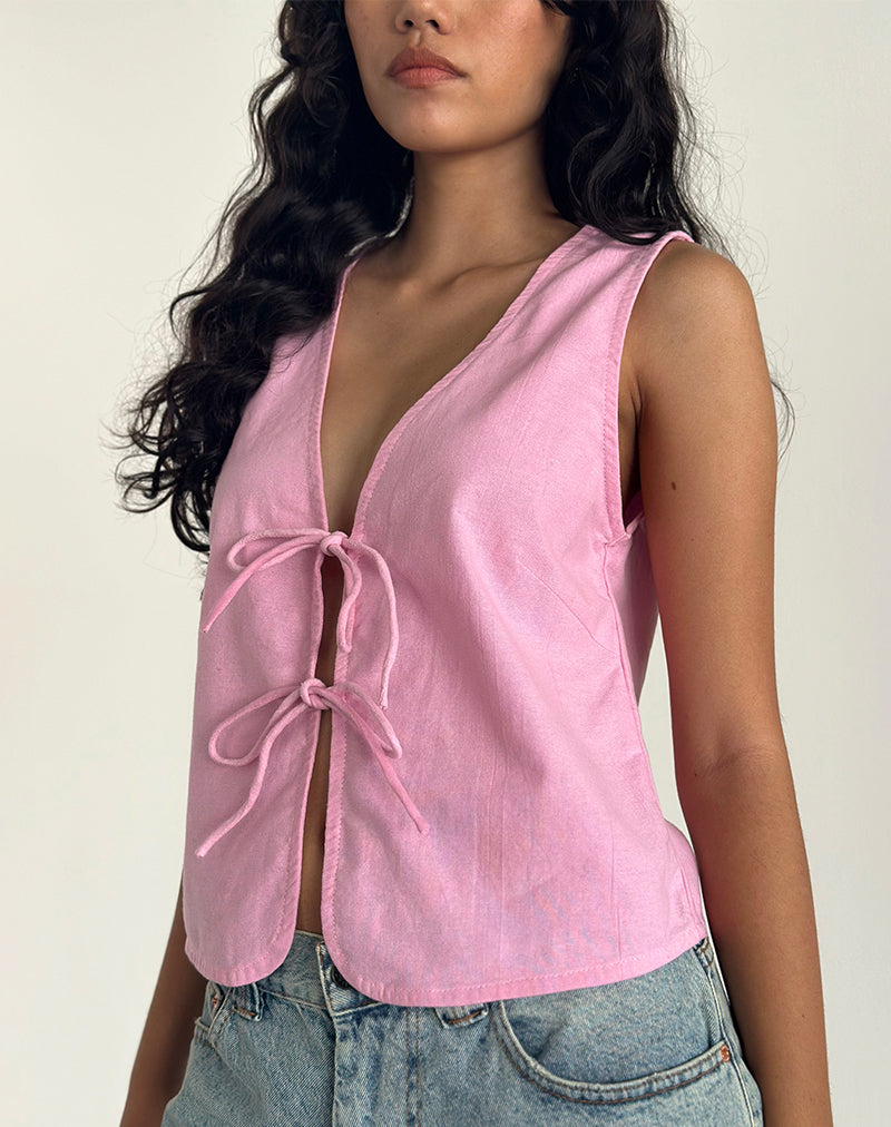 Afbeelding van Kayve Top met Stropdas in Flamingo Roze