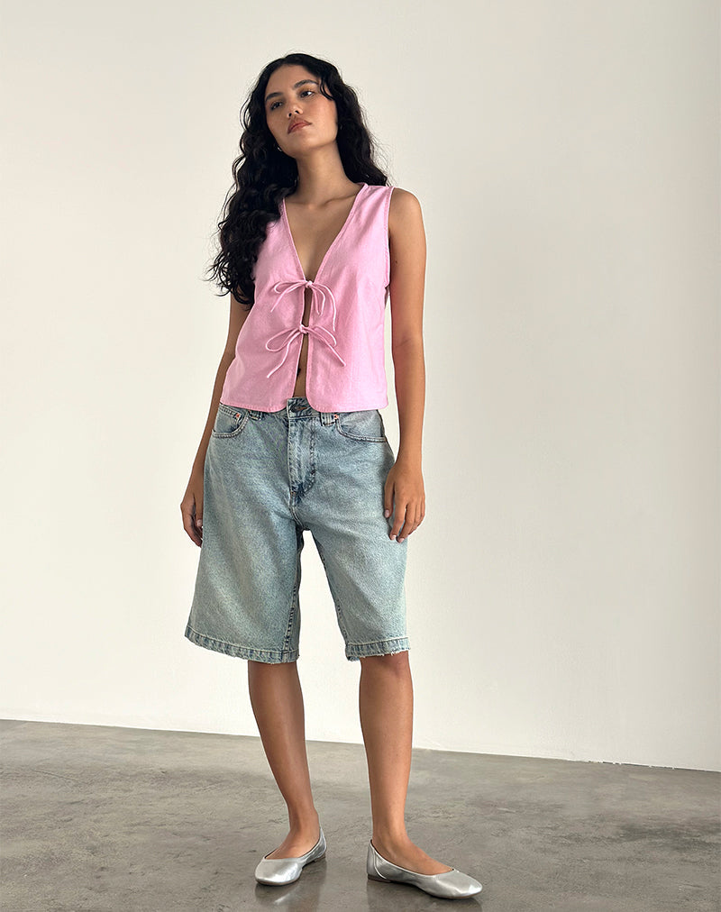 Afbeelding van Kayve Top met Stropdas in Flamingo Roze