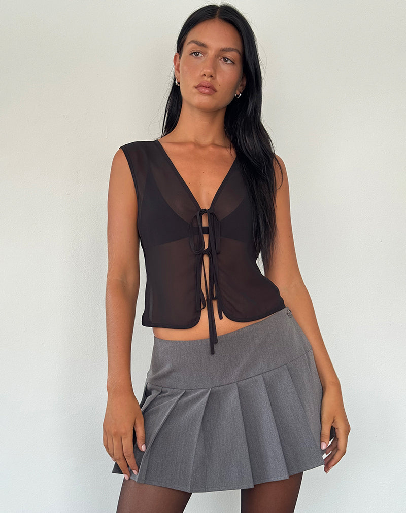 Afbeelding van Kayve Top met Stropdas in Chiffon Zwart