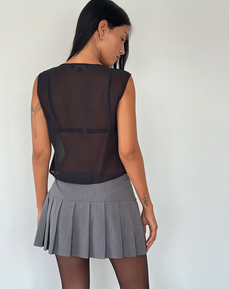 Afbeelding van Kayve Top met Stropdas in Chiffon Zwart