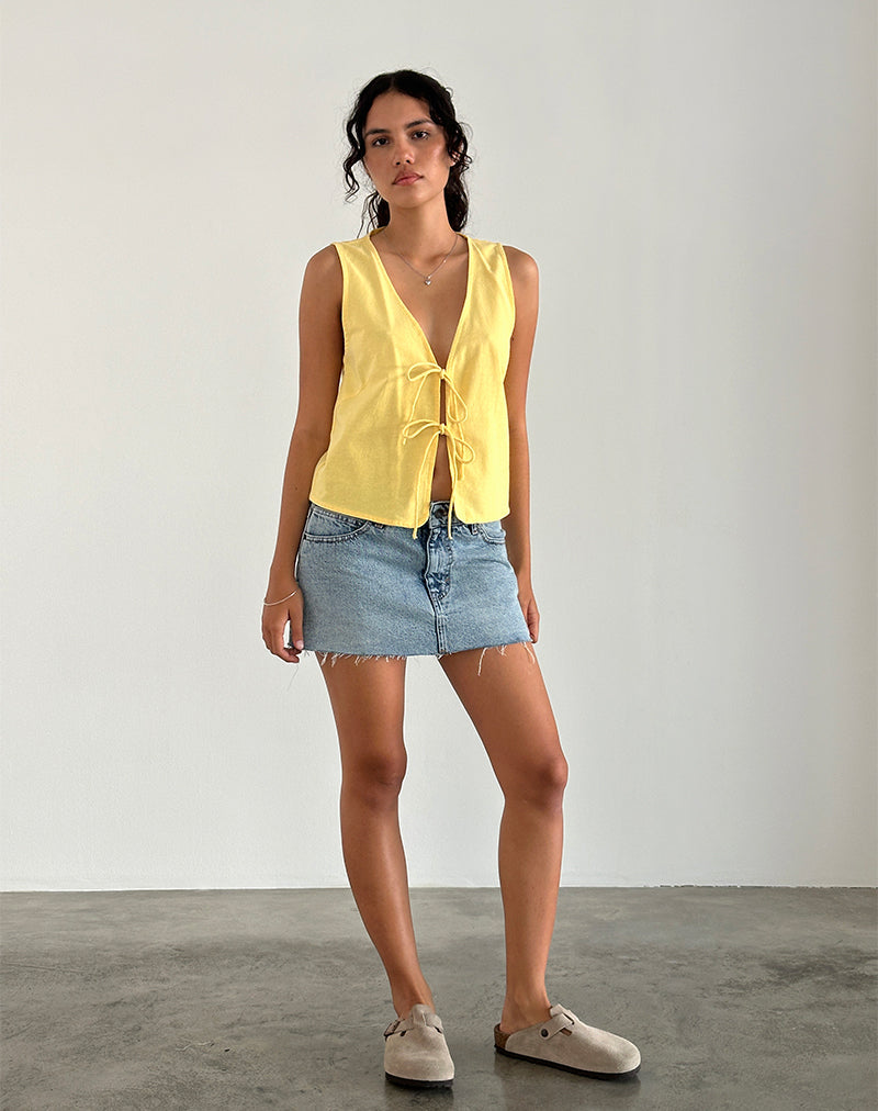 Afbeelding van Kayve Tie Front Top in Limonade