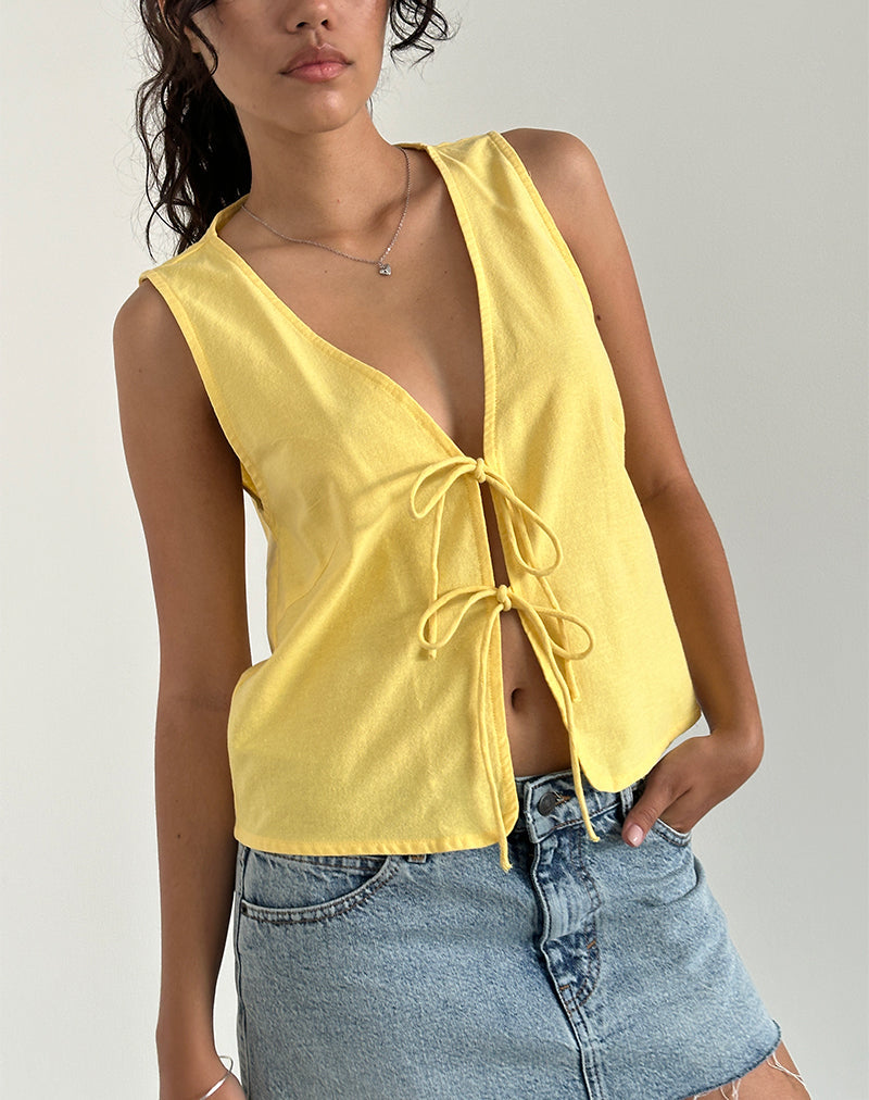 Afbeelding van Kayve Tie Front Top in Limonade