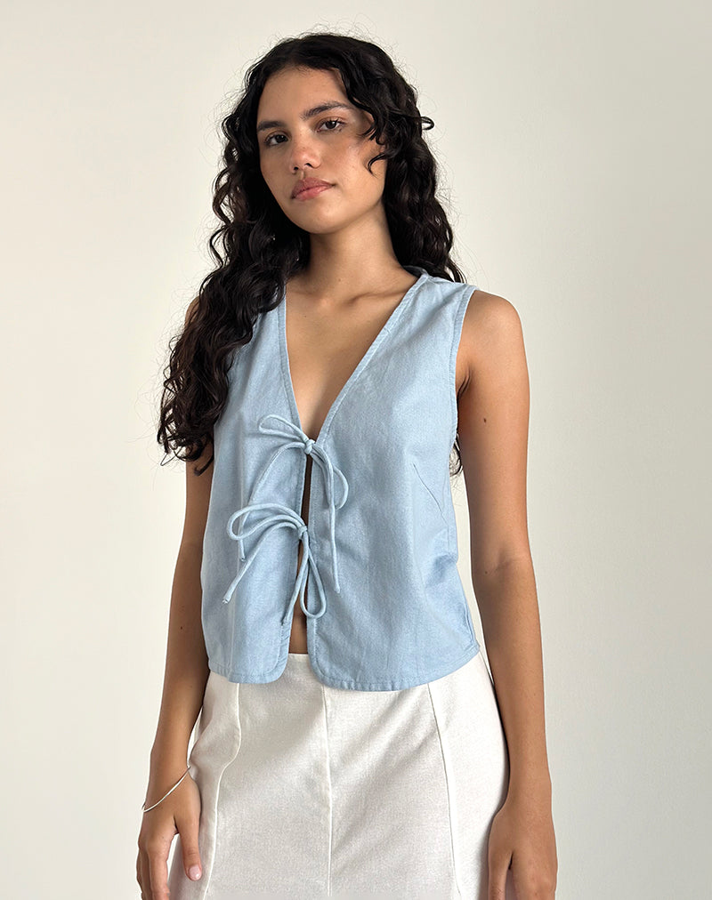Afbeelding van Kayve Top met striksluiting in Nantucket Blue