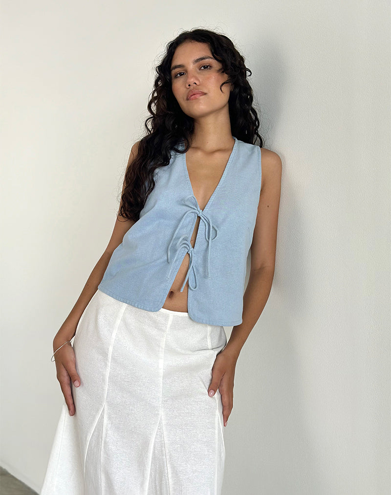 Afbeelding van Kayve Top met striksluiting in Nantucket Blue