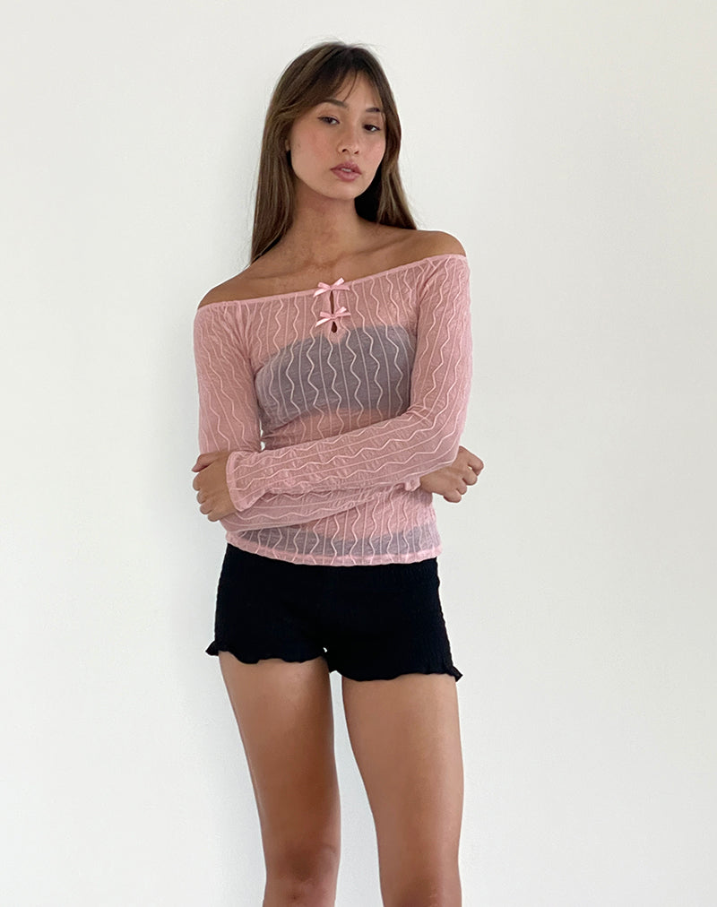 Afbeelding van Kazi Bardot Top in Rimpelroze