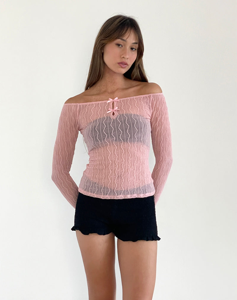Kazi Bardot Top in Rimpelroze