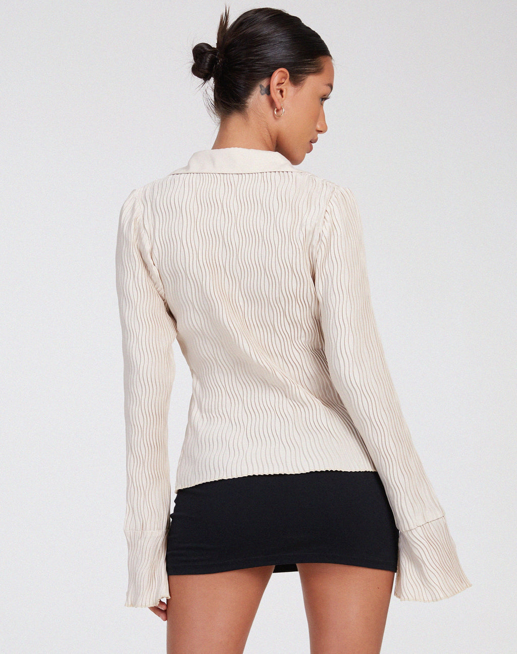 Keani overhemd in crinkle beige