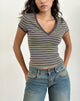 Afbeelding van Keiko Top in Stripe Jersey Bruin Leger