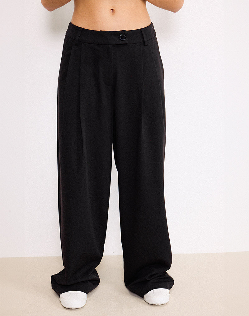 Sakira Oversized Broek met Wijde Pijpen in Zwart