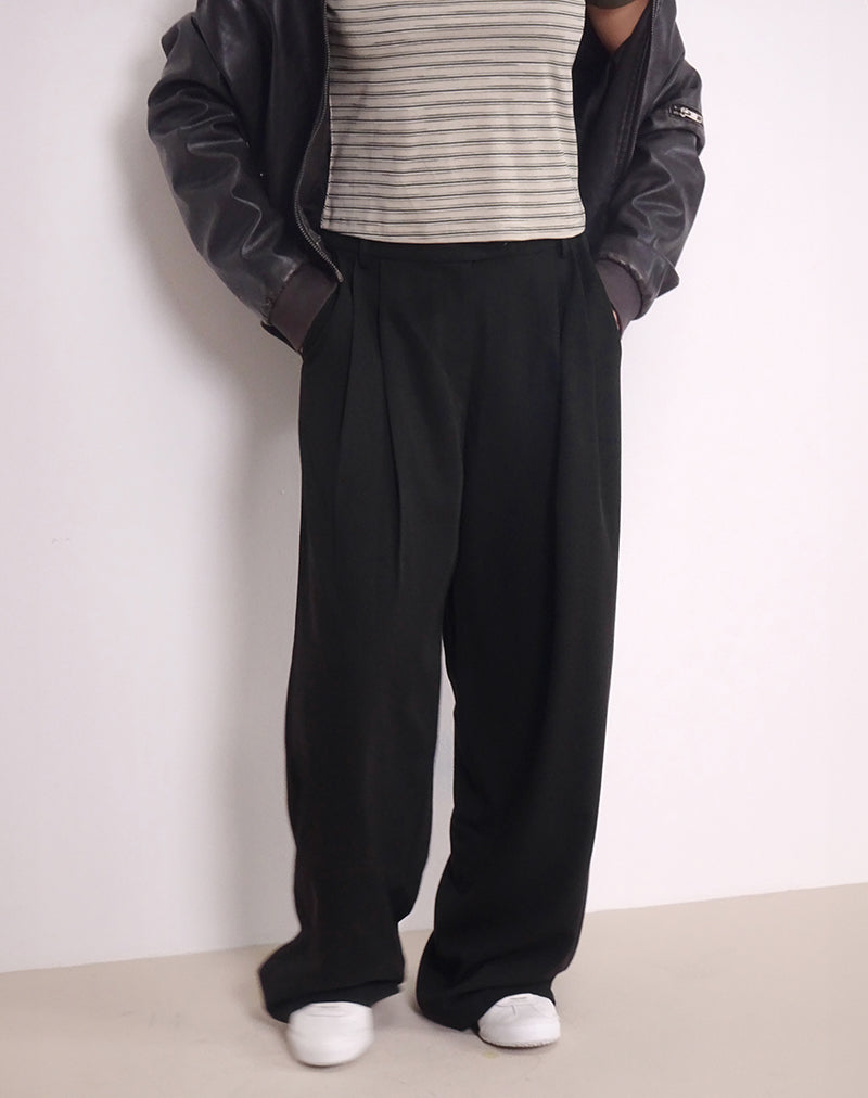 Afbeelding van Sakira Oversized Broek met Wijde Pijpen in Zwart