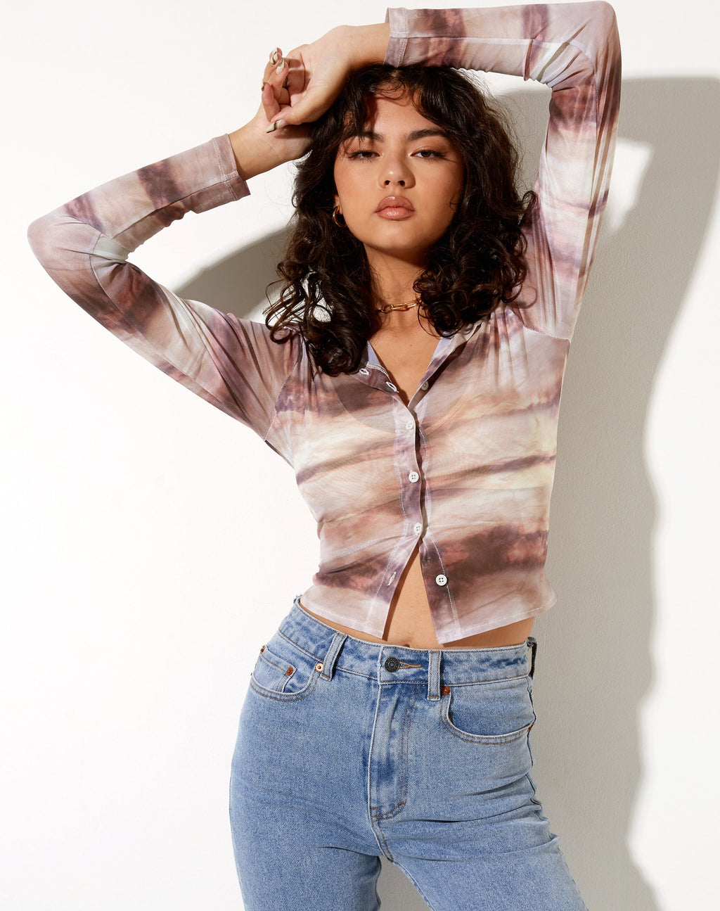 Kelly Shirt met Lange Mouw in Abstract Dierenmaas