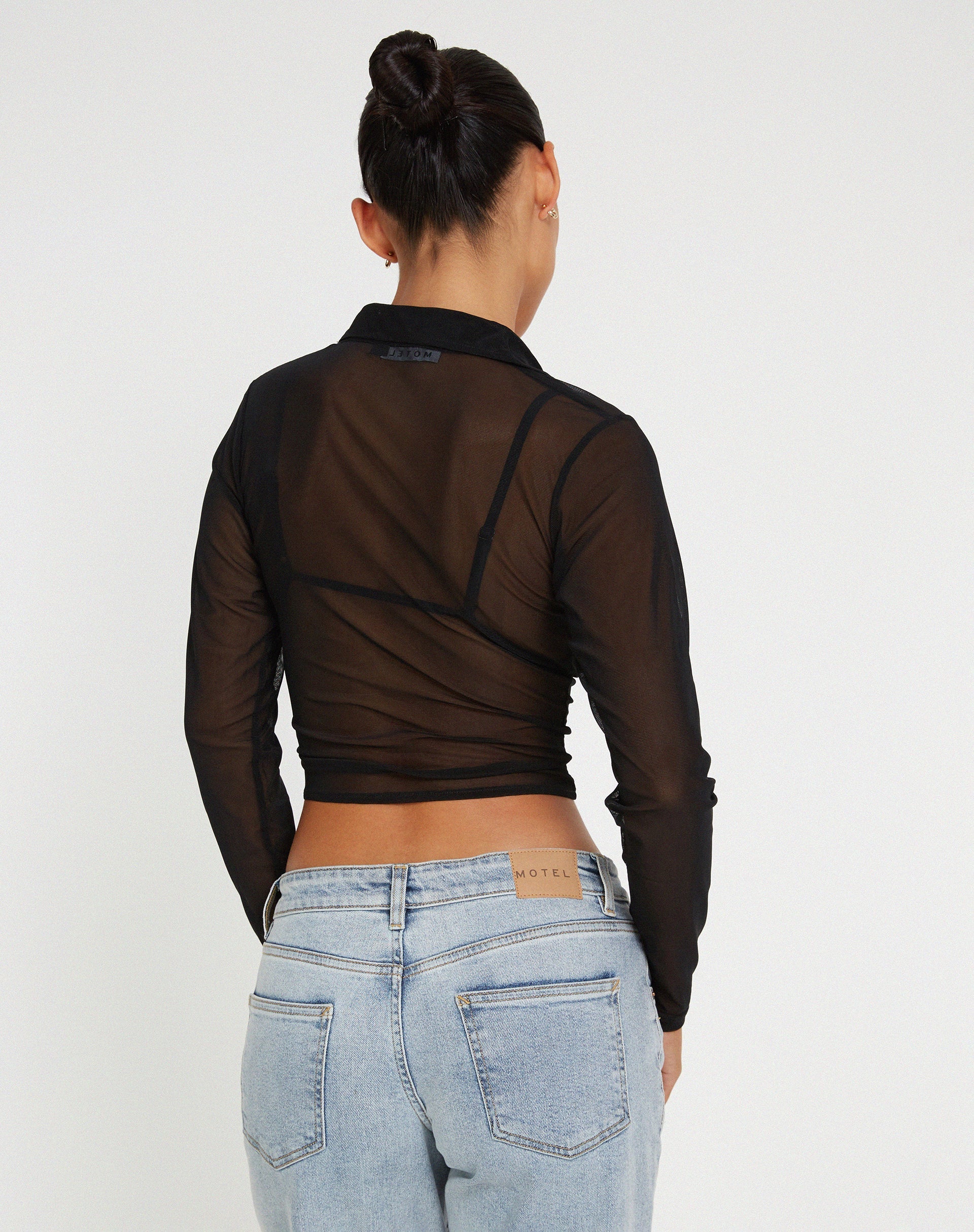 Afbeelding van Kelly Cropped Shirt in Mesh Zwart