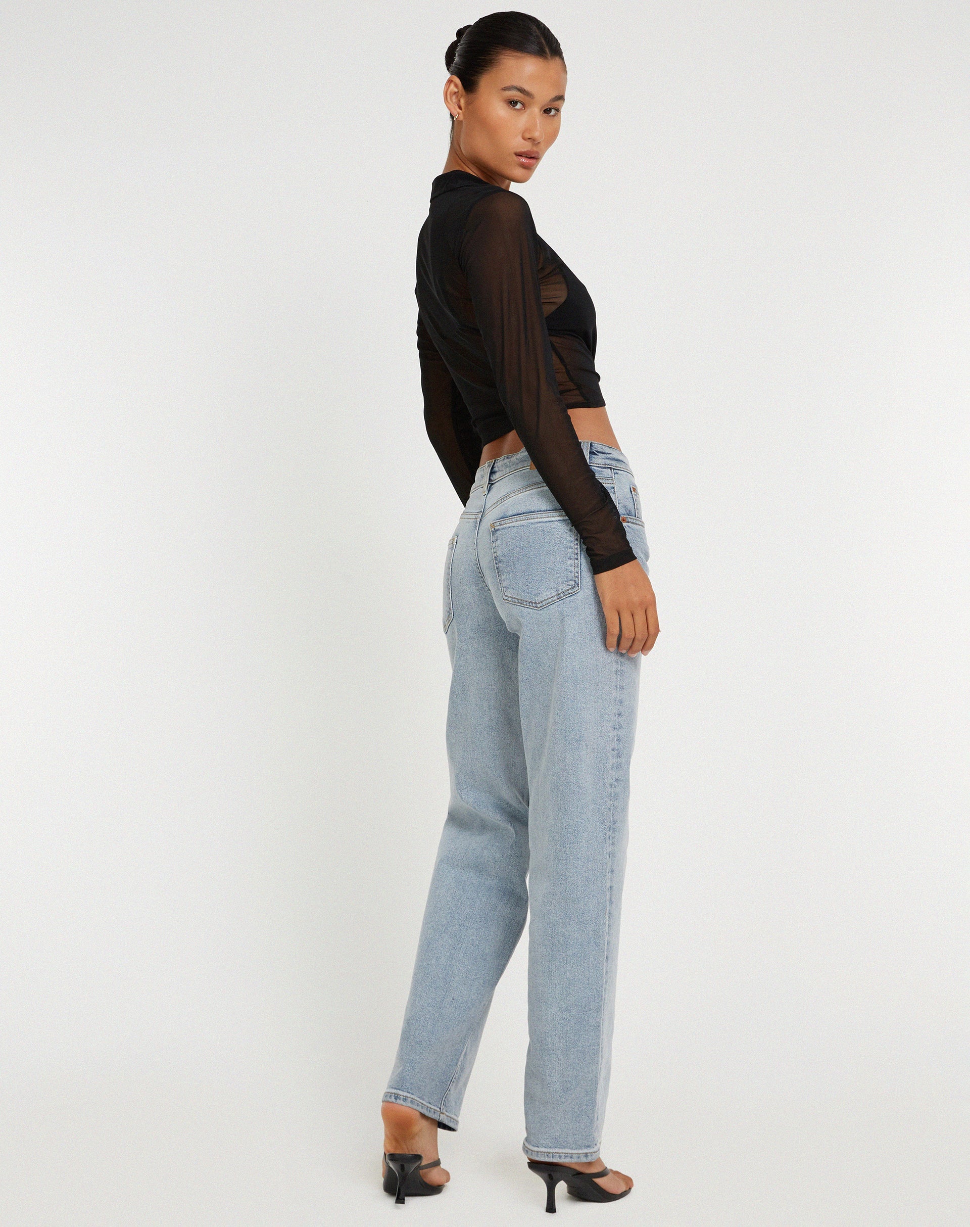 Afbeelding van Kelly Cropped Shirt in Mesh Zwart