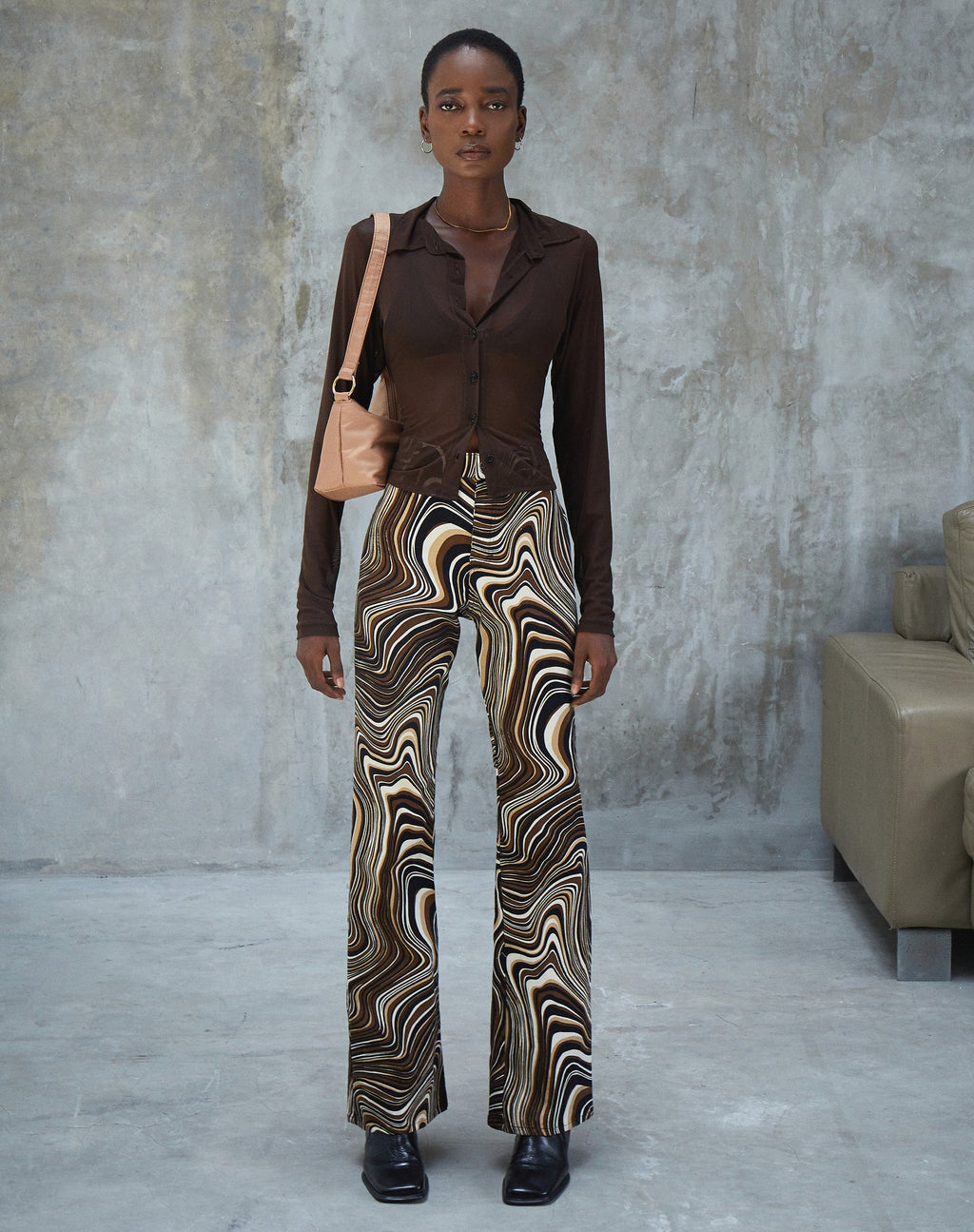 Zoven Flare Broek in 70's Ripple
